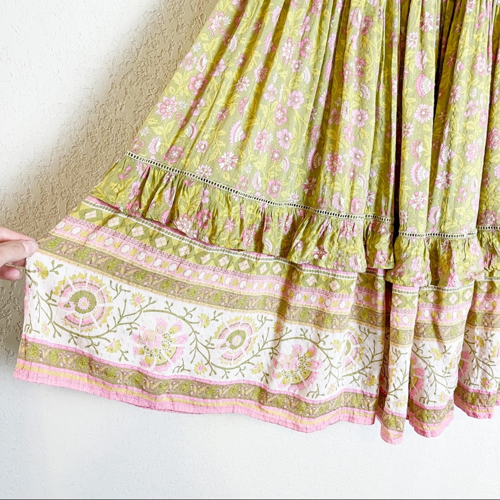 Spell Dahlia Maxi Skirt Bronze Boho Gold Yellow Pink Size Extra Small - Picture 3 of 7